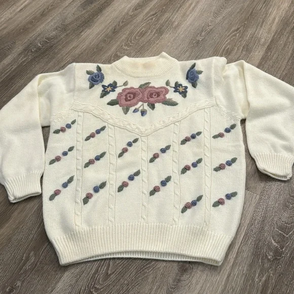 Vintage Alfred Dunner knit embroidered jumper sweater like love shack fancy - Picture 3 of 8